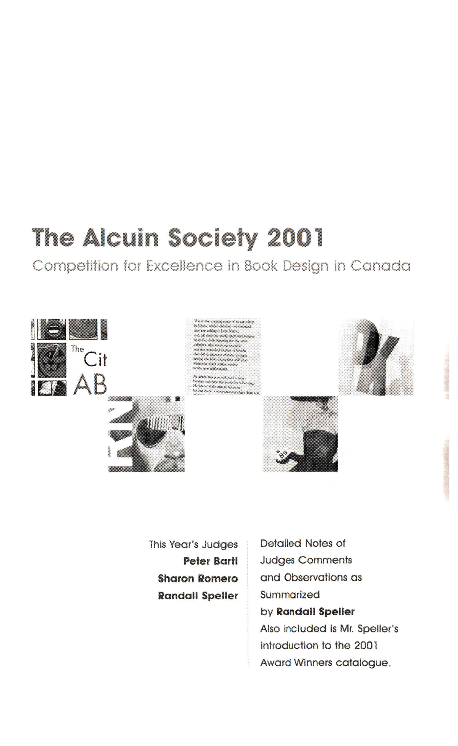 Cover page for 2001 Alcuin Award Winner Catalogue